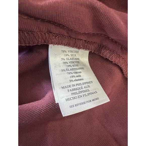 *Flaw Faherty Stretch Silk Blend Velvet Genevieve Shirt Button Up Burgundy Small - Picture 4 of 11